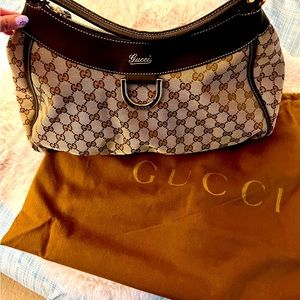 Authentic Gucci Canvas Leather Abbey Tote Bag